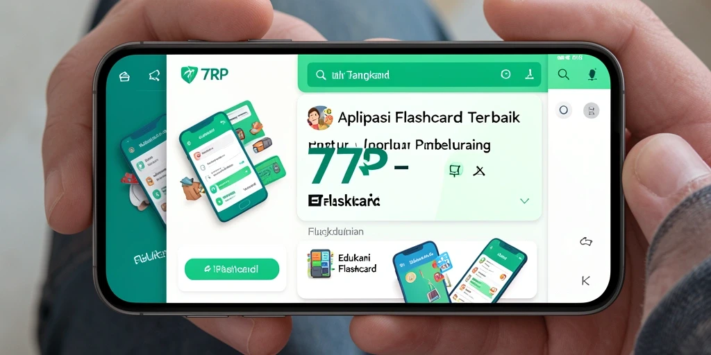 Tampilan antarmuka aplikasi Flashcard 77RP yang menarik dan fungsional.