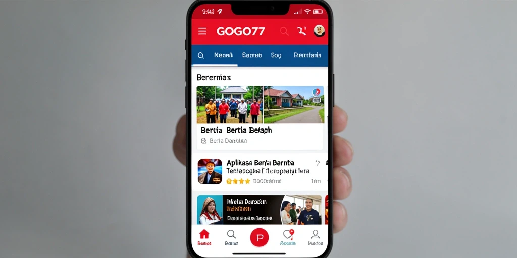 Antarmuka aplikasi GOGO77 menunjukkan berita daerah terkini dengan jelas.