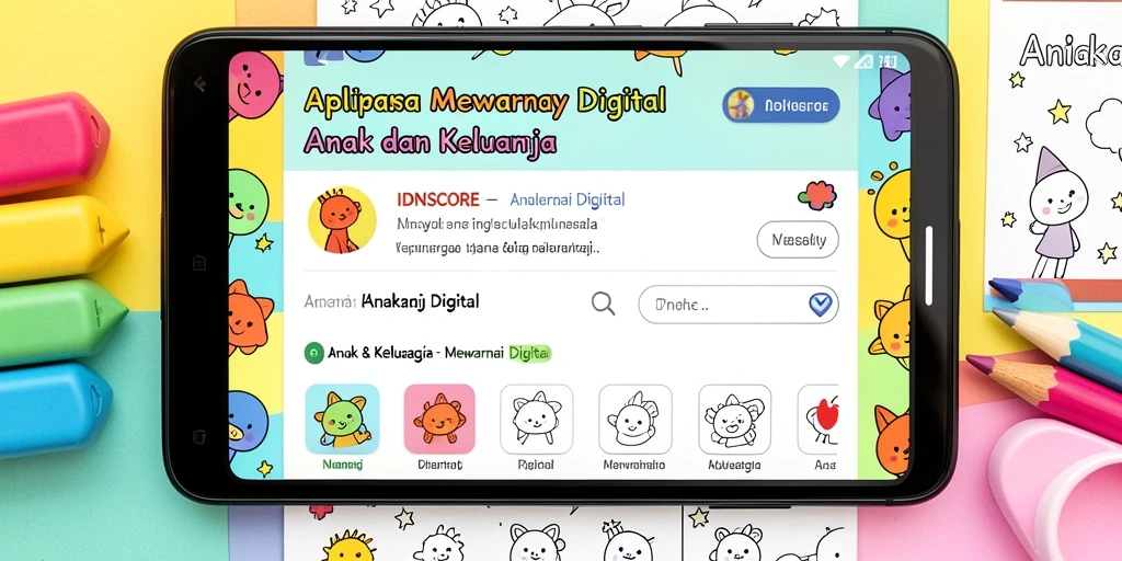 Antarmuka menarik dan interaktif dari aplikasi Mewarnai Digital IDNSCORE.