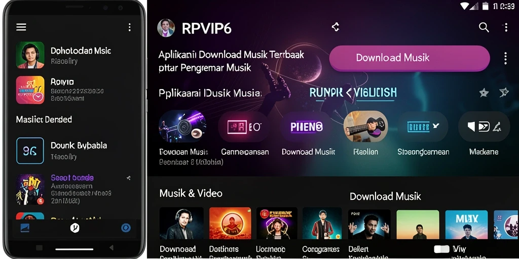 Tampilan antarmuka RPVIP6 untuk mengunduh musik dengan mudah.