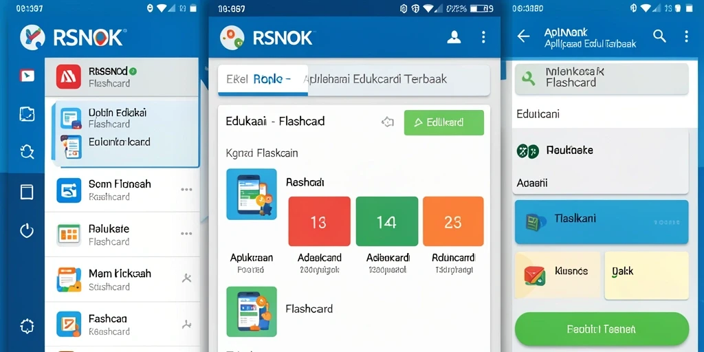 Antarmuka RSNOK yang intuitif dan menarik untuk belajar Flashcard.