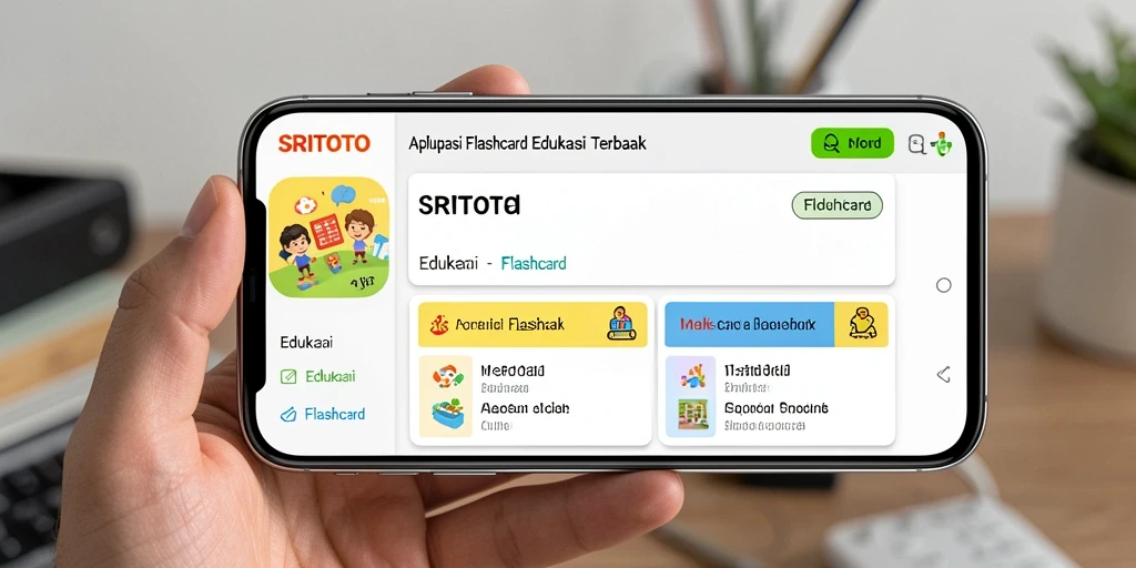 Tampilan antarmuka SRITOTO yang interaktif untuk belajar dengan flashcard.